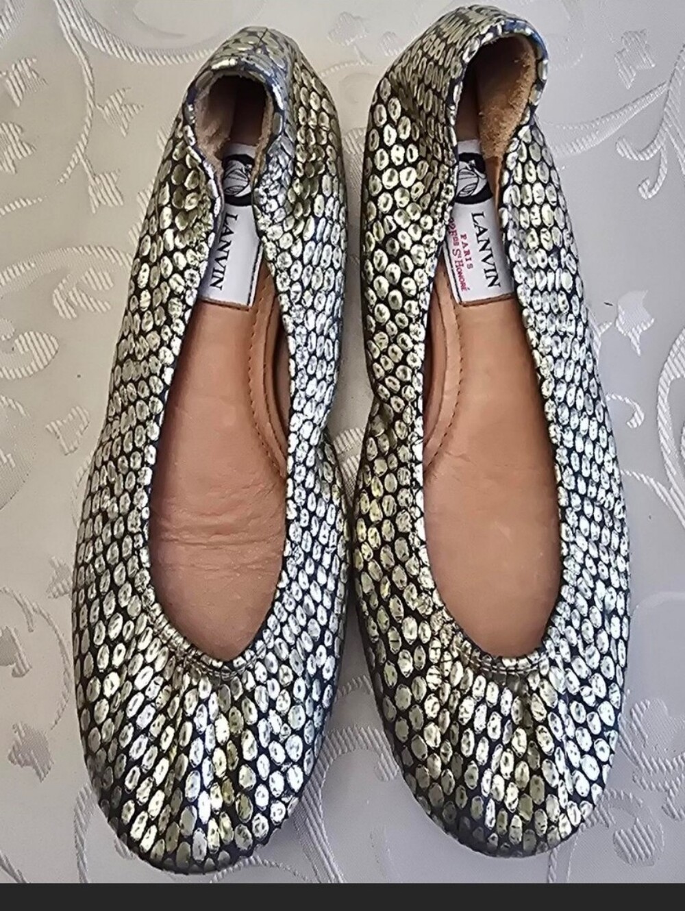 Lanvin Metallic Ballet Flats in Gold and Black